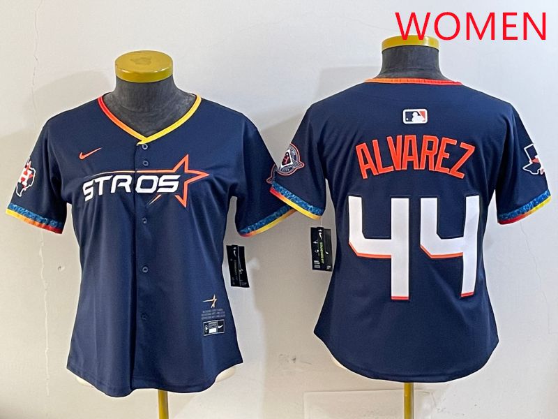 Women Houston Astros #44 Alvarez Drak Blue Fourth generation Joint Name 2025 Nike MLB Jersey style 3